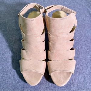 Naturalizer Tan Etta Faux Suede Slingback Caged Heel Sandal, Women’s size 7.5